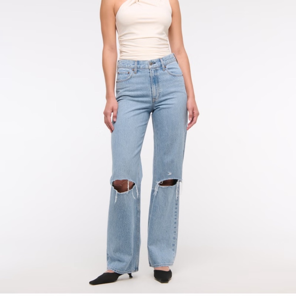 Abercrombie& Fitch Blue Flare Wide Leg Jeans